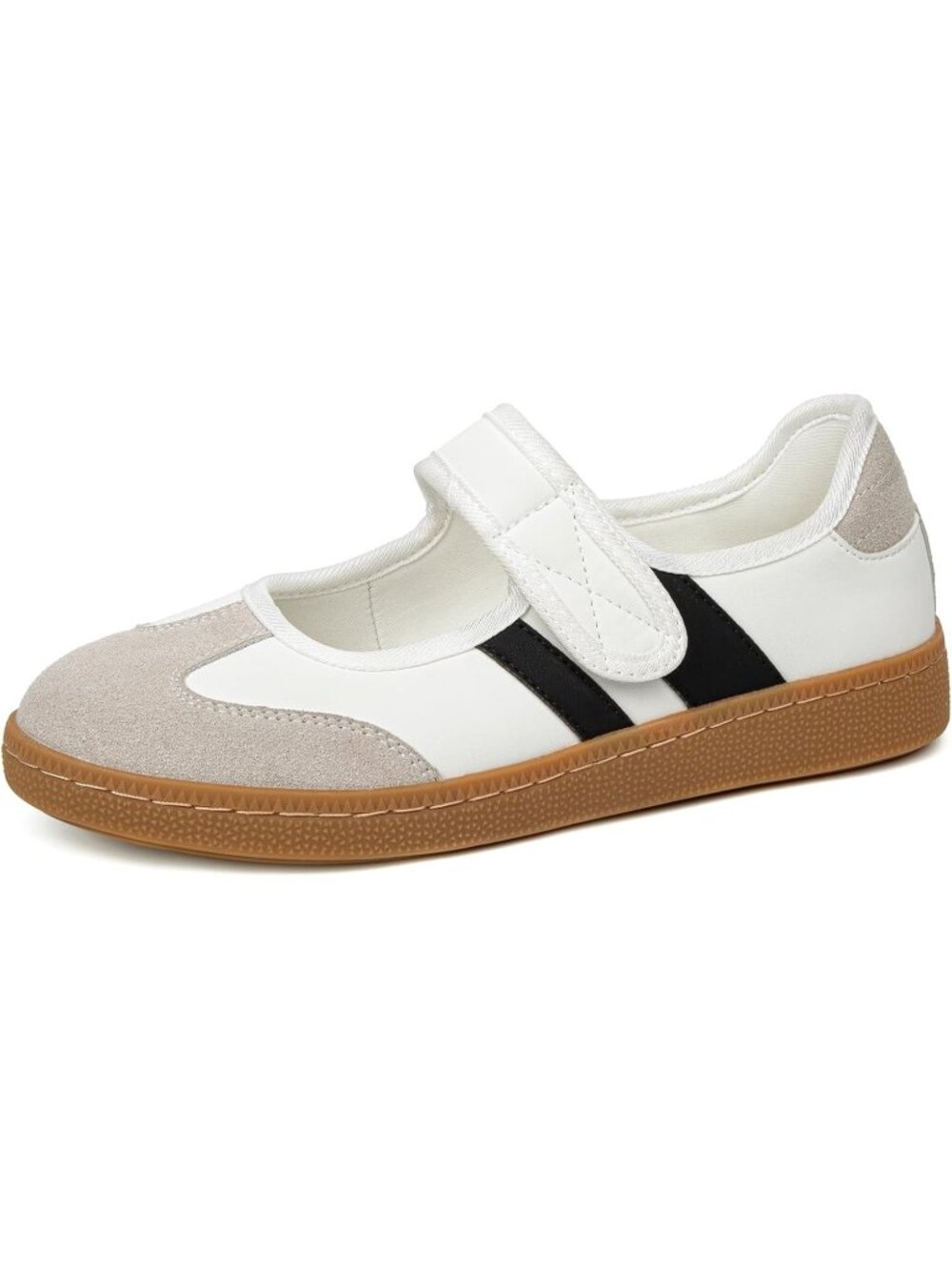 Women's White Black Non Slip Walking Flats Shoes Comfortable Ballet Sneakers - Picture 6 of 7